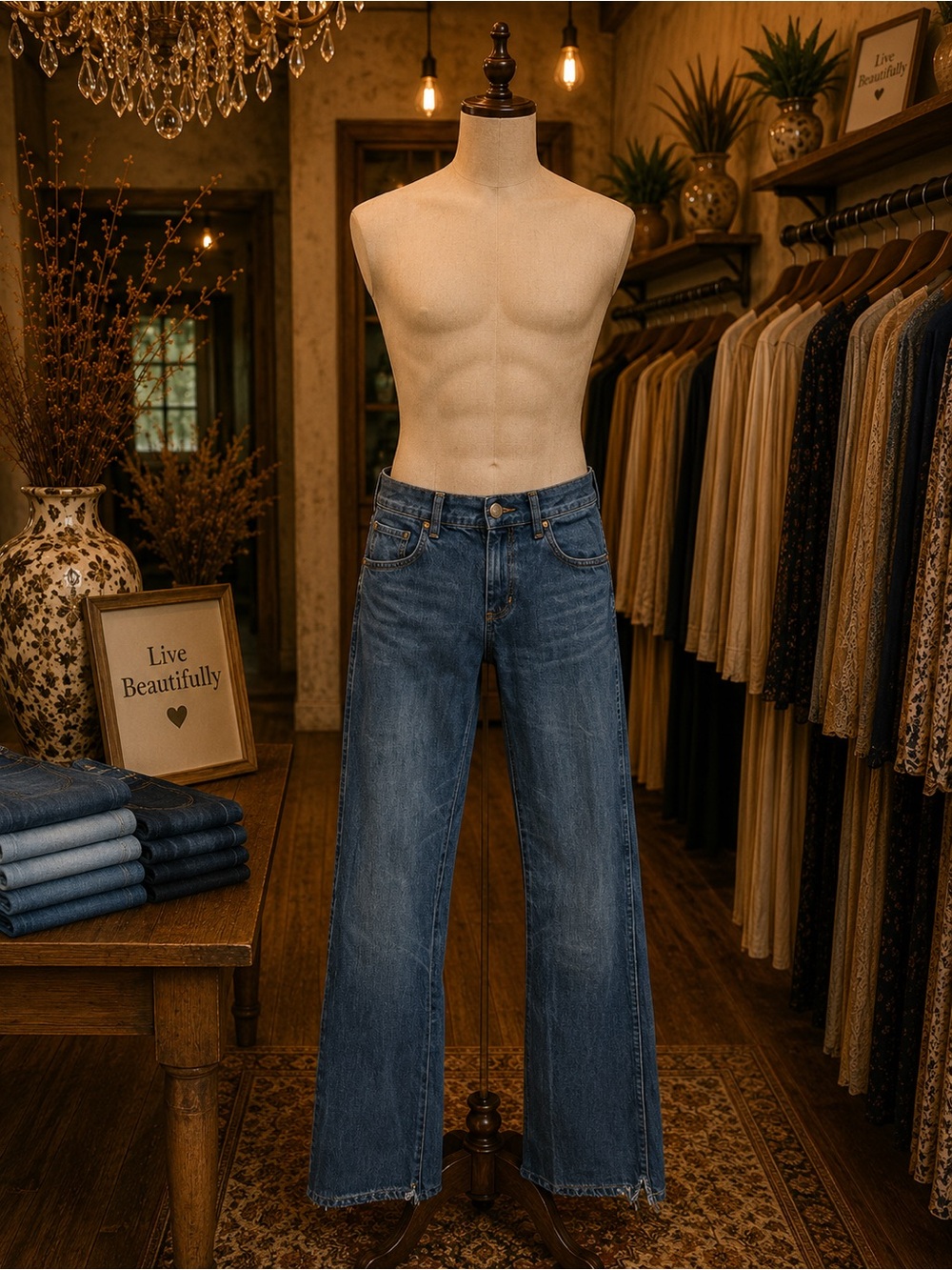 Men’s Bootcut Jeans in Medium Blue Wash